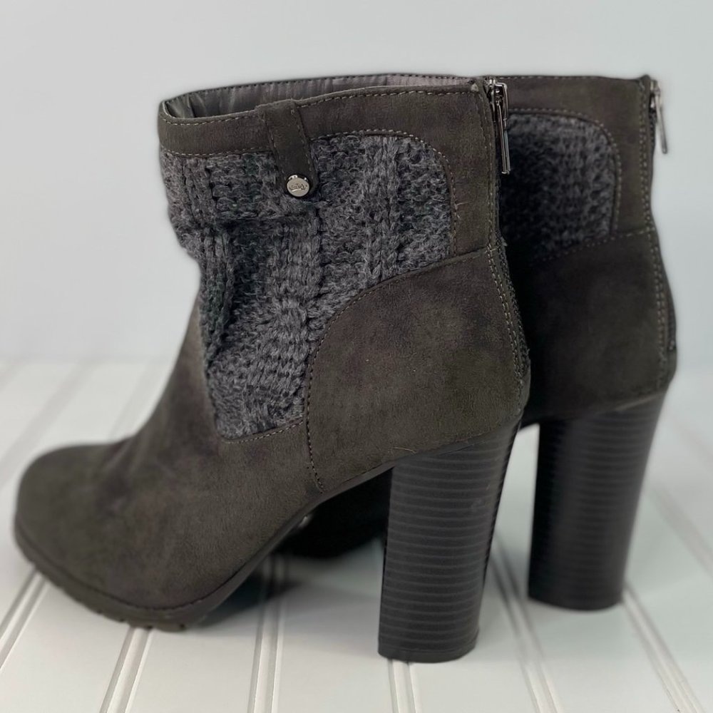 Juicy Couture Olive Brown Suede Booties with Sweater detail